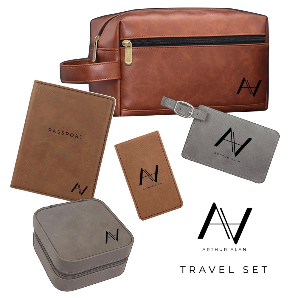 Men's Brown and Gray Travel Set | Arthur Alan